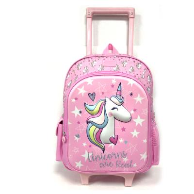 China Kids Day Backpack New Model Kids Trolley School Bags Cute Cartoon Wheel Backpack for sale