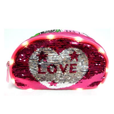 China Schools & Offices New Fashion Sequin Girls School Reversible Pencil Case With LED for sale