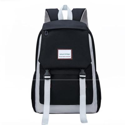 China Waterproof Black Solid Color Rucksack Plain Backpack For School Students for sale