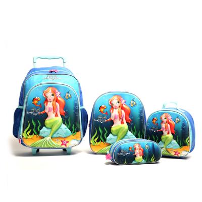 China EVA 3D Waterproof Promotional School Bookbag Set Kids Luggage Trolley Bag With Lunch Bag for sale