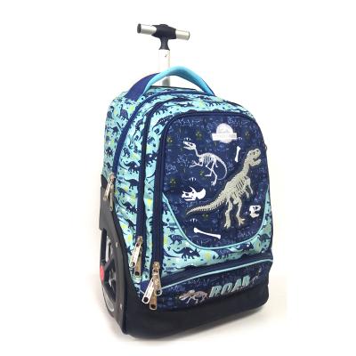 China Dinosaur Backpack Kids School Trolley Waterproof Waterproof Wheeled Animal Bag for sale