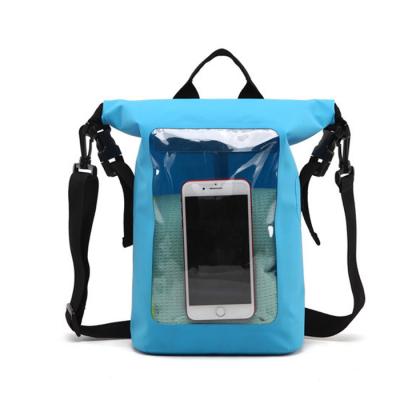 China Custom Logo Lightweight Floating Sport Waterproof PVC Waterproof Dry Backpack Outdoor Camping Dry Bag With Phone Pocket for sale