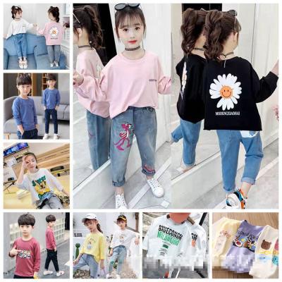 China Autumn children's breathable clothing tops long-sleeved T-shirt basing shirt inventory clearance wholesale for sale