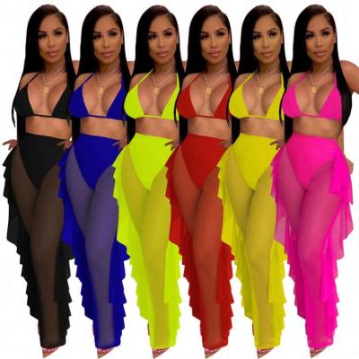 China RIJIAXIN Newest Design Mesh Transparant Women Anti-pilling Sets Women Clothing Sets 2021 2 Piece Set for sale