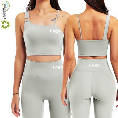 China Breathable Newcomer Recycled Yoga Set Sports Legging Wear Women Fitness Clothing Active Sportswear High Bra Size Eco-Friendly for sale