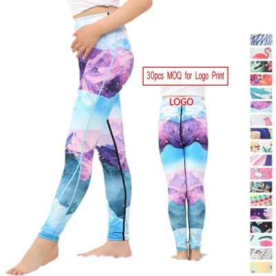 China Breathable Fitness Gym Training Sportswear Sublimation Printing Children Running Leggings Girls Active Wear Waist Kids Yoga Pants Top for sale