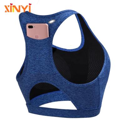 China 2020 Women Antibacterial High Impact Sports Yoga Bra Workout Padded Lift Up Shockproof Training Sports Bra Custom With Phone Pocket for sale