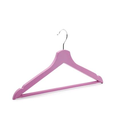 China 2020 Promotion New Arrival Wholesale Best Price Pinkish Purple Colored Wooden Hangers For Promotion for sale