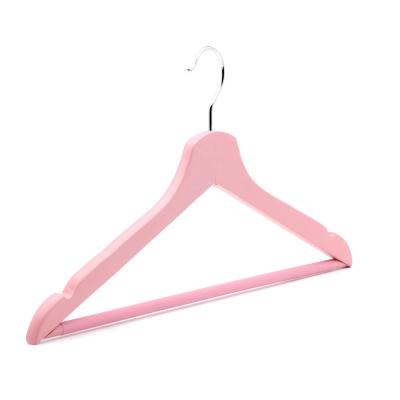 China Promotion 2020 new style factory promotion pink colored wooden hangers for clothes for sale