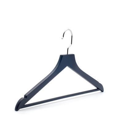 China Wholesale New Design Flat Black Hanger Ushine Factory Promotion Wooden Head Hanger for sale