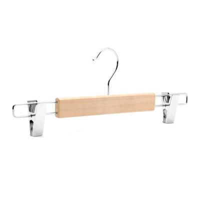 China Factory wholesale multifunctional manufacturer high quality wooden hanger with clips for pants hanger for sale