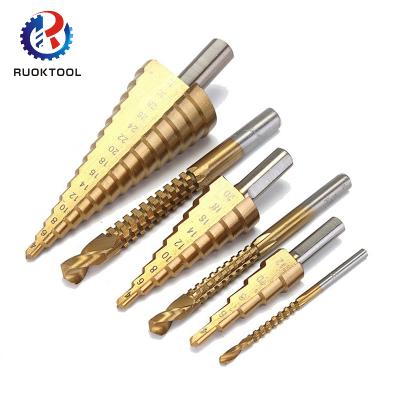 China RUOKTOOL 6Pcs Metal Boring Chamfering Serrated Deburring Saw and HSS Step Metal Drilling Pagoda Jogger Drill Bit Set for sale