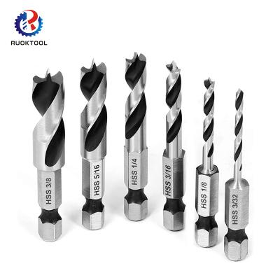 China 6pcs HSS Taladro Broca Wood Three-Point Brad Point Drill Bit Set for Wood Plastic for sale