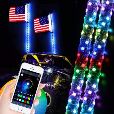 China 300 Kinds of Color Combination Running Horse and Chasing Mode 2021 3ft 5ft 6ft Popular ATV RGB Led Flag Whip with Spring for UTV Off-Road Vehicle ATV RZR for sale