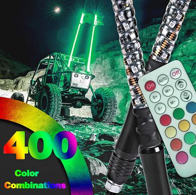 China Used for SUV 360 degree hunting spiral romote control bluetooths control led whip light for sale