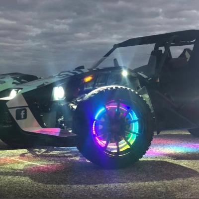 China Univeral Newest 5050-RGB SMD LED Automobile Color Wheel Rim Lights APP Control Wheel Rings Lights Kits for sale