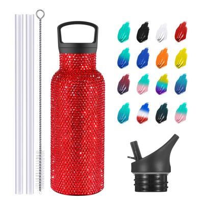 China PORTABLE Custom Logo Sport Wall Leakproof Reusable Stainless Steel Double Vacuum Insulated Water Bottles With Straw Lids for sale