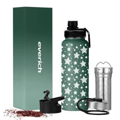 China Eco-Friendly Amazon Hot Sale 22oz 32oz 40oz Double Wall 18/8 Stainless Steel Insulated Water Infuser Bottle for sale