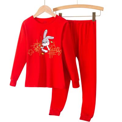 China Hot Selling Thermal Bright Red Soft Thermal Cotton Homewear Breathable Comfortable For Kids for sale