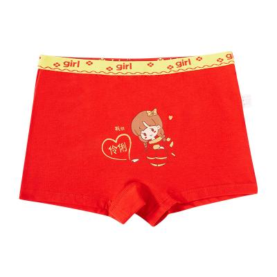 China Fade Proof Hot Selling Red Color Cotton Boxers Kids Soft Breathable Comfortable Underwear For Girls for sale