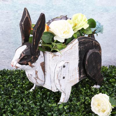 China Asian Zen Home flower shop decorative ornaments wooden succulent giraffe flower pot flower storage box wholesale for sale