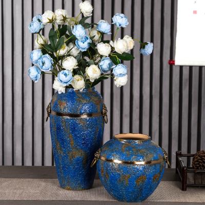 China Retro Dried flower flower arrangement retro floor vase living room decoration ornaments for sale