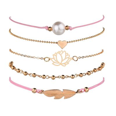 China Decorate Manufacturer Popular Bracelet Set Bracelet Bead Heart Knitting Bracelet for sale