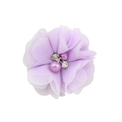 China Fashion maker made headwear 5cm hand water bead drill children diy sewing fabric chiffon hairpin for sale