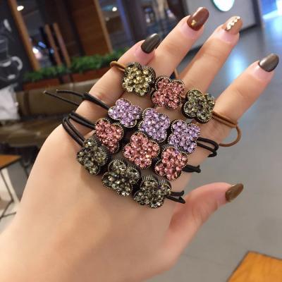 China New Fashion Rope Hair Drill Water Ring Four Clover Headwear Ladies Hair Accessories for sale