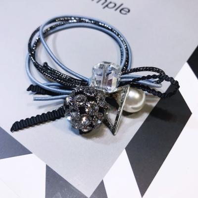 China Korean version of the new fashion drill ball hair ring women bead hair rope bow with drill string headwear for sale