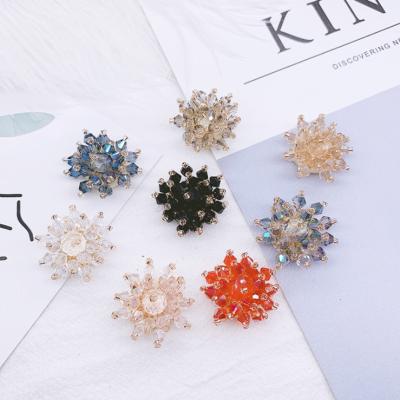 China Manufacturer direct crystal flower fashion corsage headwear earrings removable handmade shoes flower accessories diy for sale