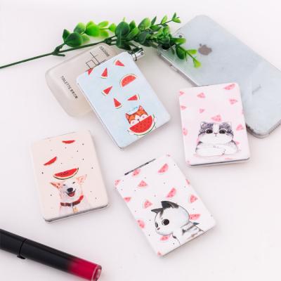 China Mini mirror cartoon pocket mirror factory direct marketing PU cosmetic mirror creative double mirror leather side flip for sale