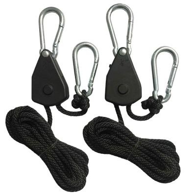 China 68KG-75KG Load Bearing Nylon Durability Pulley Rope Ratchet PP Ratchet Rope High Hanger Ratchet Hangers for sale