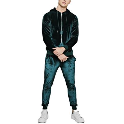 China Sustainable Custom Mens Velvet Tracksuits With Embroider Logo Velvet Tracksuit Men For Casual for sale