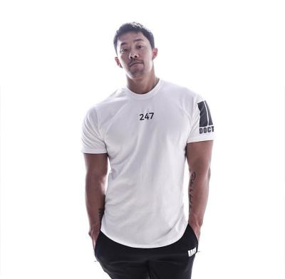 China Anti-pilling Mens Muscle Slim Fit T-Shirts For Cheap Organic Cotton Gym Shirt Mens White Cotton Sports Gym T-Shirt for sale