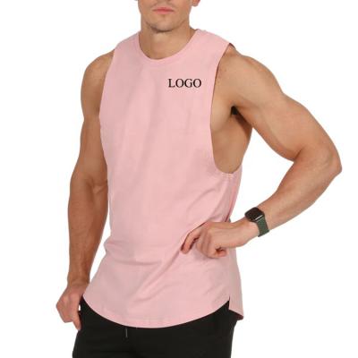 China Anti-pilling Custom Cotton Tank Top With Curve Slit Bottom Sport Tank Tops For Gym for sale