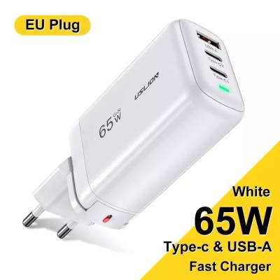 China 65W USB Type C GAN Wall Charger EU Plug for Fast Charging Laptops and Phones Portable for sale