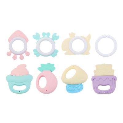 China Plastic 8 pieces set baby rattles and teethers water boiled rattle teether set for sale