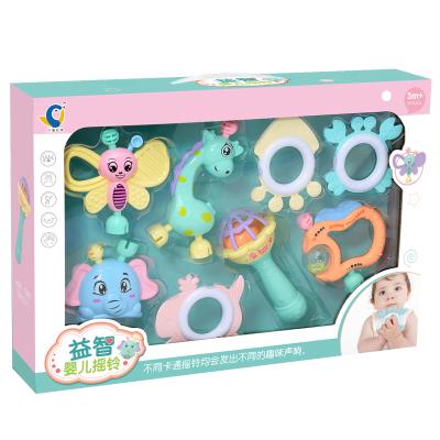 China Soft 8 PCS Newborn Toys Gift Box Tinkerbell Plastic Teether Set Cute Non-Toxic Toy Rattle Baby Rattles for sale