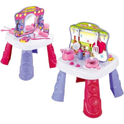 China Exquisite high-end tableware and dressing table two-in-one combination set, children's educational plastic toy set 36*36*53cm for sale