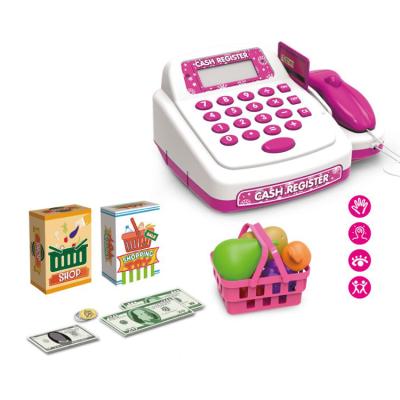 China Factory Wholesale Cash Register Fun Shopping Small Pretend Play Game Cashier Toy With Sound, Light, Calculator 15*32*14cm for sale