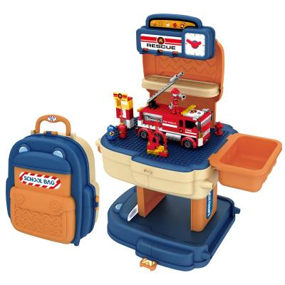 China DIY TOY 209 building blocks children DIY table pcs puzzle school bag block block toy plastic set fire truck DIY building blocks for sale