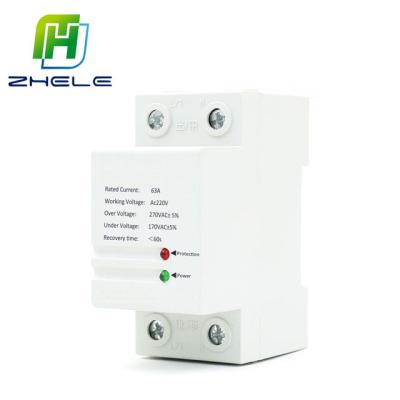 China New Single Phase 40A 63A Over Under Voltage Protector ZH-PD63N for sale