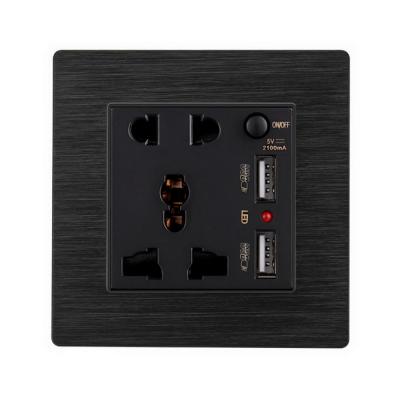 China Aluminum Universal Wall Socket 5 Pin Residential/Multi-Purpose Swept Wall Outlet with Multi On/Off Switch 5 Pin Wall Outlet for sale