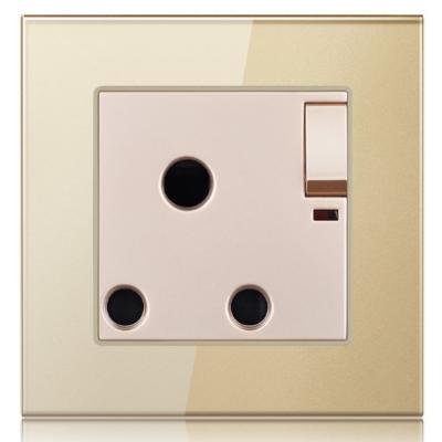 China 15A South Africa Residential / General Purpose Socket With Button 3 Pin Round Hole Socket Wall ON/OFF for sale