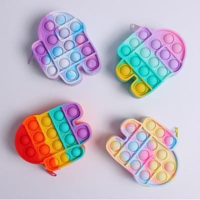 China New Relax Silicone Cardboard Pop Purse Bubble Bubble Push Multi Warm Soft Coin Key Chain Wallet Feature Storage Bag Wallet for sale