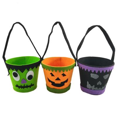 China As Picture Halloween Decoration Feast 2021 Ghost Pumpkin Pattern Cloth Basket Kids Candy Gift Bags Or Trick Bucket for sale