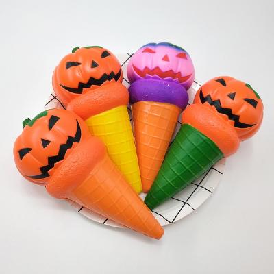 China Pumpkin Ice Cream Factory Sell 2019 New Wholesale Pumpkin Ice Cream Elephant Halloween Soft PU Squishy Foam Slow Rising Relax Toys Gifts for sale