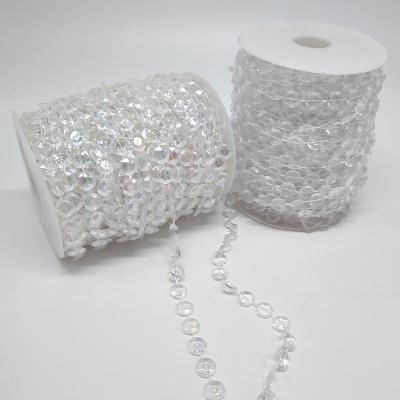 China Round Crystal 30M/Roll 10MM Beads Crystal Like Beads Chain Acrylic By Roll Chandelier Decoration Craft Wedding Bridal Findings for sale