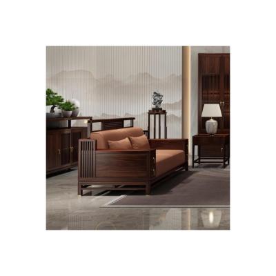 China Minimalist Special Hot Selling Walnut Zingana Modern Design Leather Living Room Solid Wood Sofas for sale